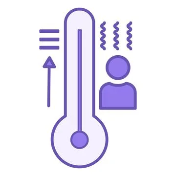 Colored Hot Weather Icon. Vector Icon of High Temperature on Thermometer an.. Illustrazione stock