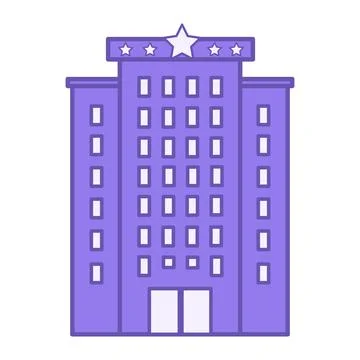Colored Hotel Icon. Vector Icon of Hotel Building for Leisure and Business .. Ilustración de archivo