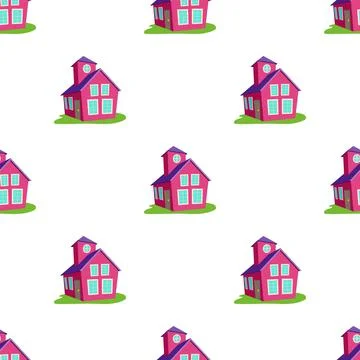 Colored house pattern seamless vector Illustrazione stock