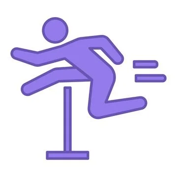 Colored Hurdle Icon. Vector Illustration. Athlete Jumping Over Hurdle. Comp.. Stock Illustration