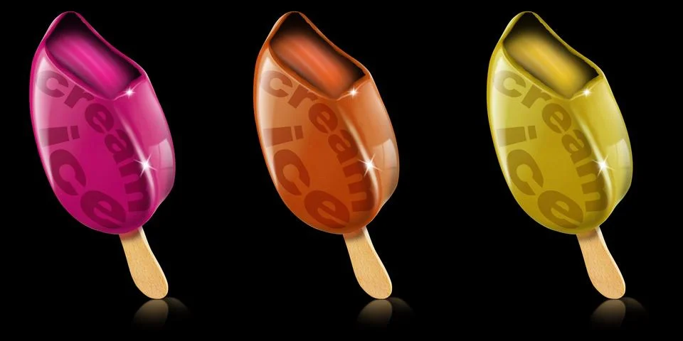 Colored ice creams Illustrazione stock