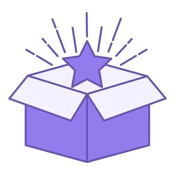 Colored Icon Bonus. Vector Icon. Opened Gift Box and Star. Holiday and Shop.. Stock Illustration