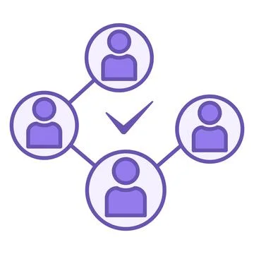 Colored Icon Connect People. Vector Social Network Connection Icon. Global .. Stock Illustration