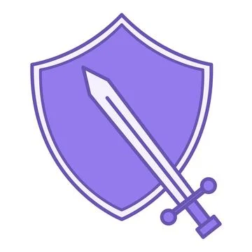 Colored Icon Defense. Vector Illustration. Shield and Sword. Society Sector.. Stock Illustration