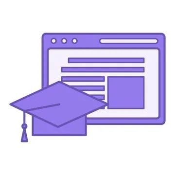 Colored Icon Educational Website. Vector Icon. Website Page and Graduation .. Stock Illustration
