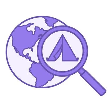 Colored Icon Exploration. Vector Icon. Planet Earth, Tent for Tourists unde.. Stock Illustration