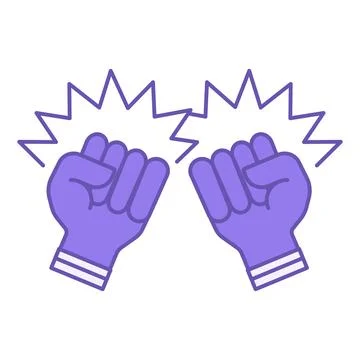 Colored Icon Fighting Game. Vector Icon. Hands Clenched into Fists and Read.. Stock Illustration