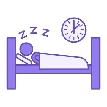 Colored Icon Getting Enough Sleep. Vector Icon of Man Sleeping Soundly in B.. Stock Illustration