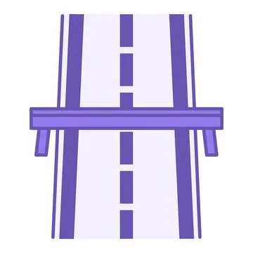 Colored Icon Highway. Vector Icon. Bridge over Road. Wide High-Speed ??Road.. Ilustração Stock
