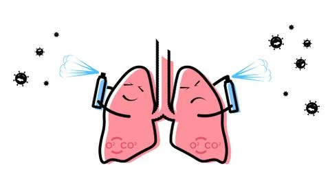 Colored icon, the human lungs are protected from attack by bacteria and virus Stock-Illustration