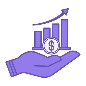 Colored Icon Increase Revenue. Vector Icon of Profit Growth Chart and Human.. Stock Illustration