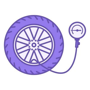 Colored Icon Inflate Tire. Vector Icon of Car Wheel and Pressure Gauge. Tir.. Stock Illustration
