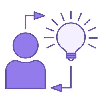 Colored Icon Inspired. Vector Icon of Man and Light Bulb. Idea and Technolo.. Stock Illustration