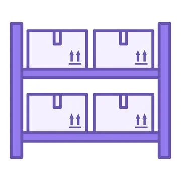 Colored Icon Inventory. Vector Illustration. On Shelves Are Boxes With Good.. Stock Illustration