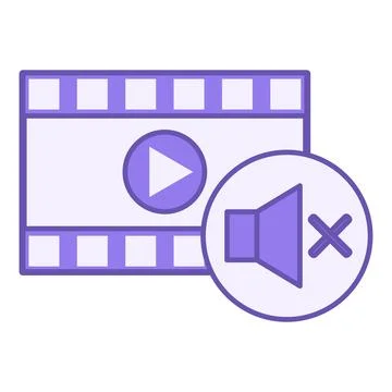 Colored Icon Mute. Vector Icon of Film Strip and Sound Off. Speaker turned .. Stock Illustration