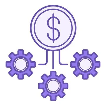 Colored Icon Operational Costs. Vector Illustration. Dollar Coin and Gear. .. Stock Illustration