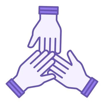 Colored Icon Participation. Vector Icon. Three Hands Together. Teamwork, Bu.. Stock Illustration