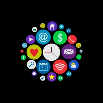 Colored icon set Stock Illustration