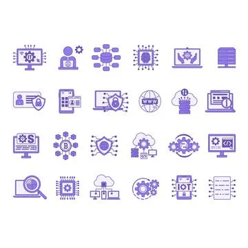 Colored Icon Set Information Technology. Vector Illustrations IT Manager, D.. Stock Illustration