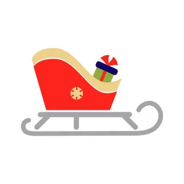 Colored icon of sled and gift box. Decorative isolated editable elements, flat Stock Illustration