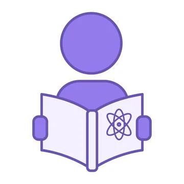 Colored Icon Study. Vector Icon of Man with Physics Textbook. Studying the .. Stock-Illustration