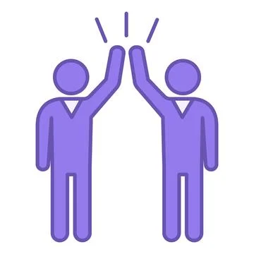 Colored Icon of Supportive People. Vector Icon of Two Friends. Helping Peop.. Stock Illustration