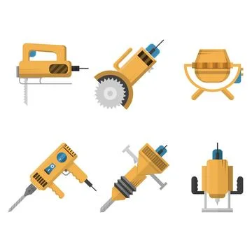 Colored icons vector collection of construction equipment Set of flat vect... Stock Photos