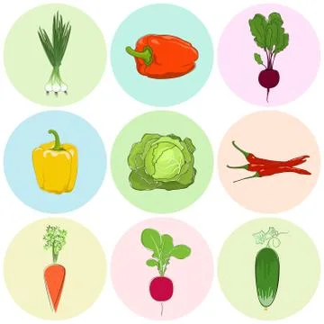 Colored Icons Vegetables Illustrazione stock