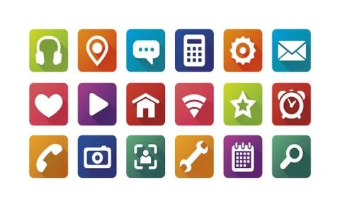 Colored icons for the Web. Full set. Stock Illustration