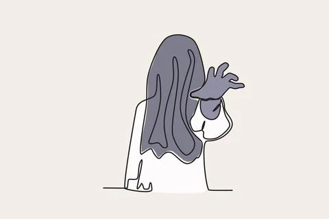 Colored illustration of a creepy ghost Stock Illustration
