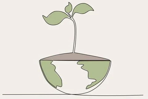 Colored illustration of a tree on half the earth Stock Illustration