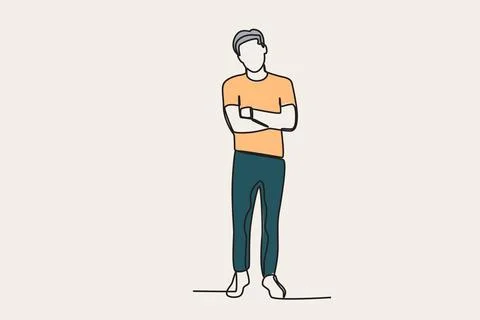 Colored illustration of a young man posing Stock Illustration