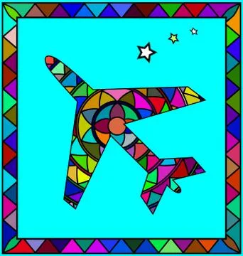 Colored image of airplane Illustrazione stock