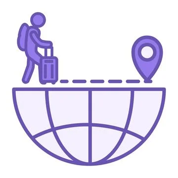 Colored Immigration Icon. Vector Illustration. A Man with a Backpack and a .. Stock Illustration