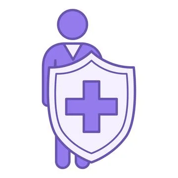 Colored Immunity Icon. Vector Illustration. Man Behind Shield. Healthy Life.. Stock Illustration