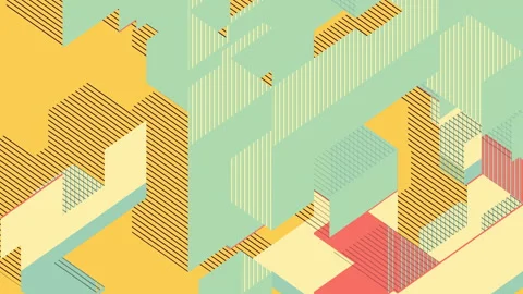 Colored industrial system of moving rectangular shapes. 3d loop animation. 4K Stock Footage 119604020