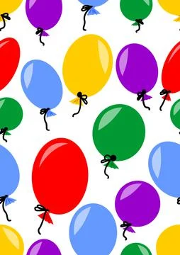 Colored inflatable balloons on a white background. Seamless background, pattern Stock Illustration