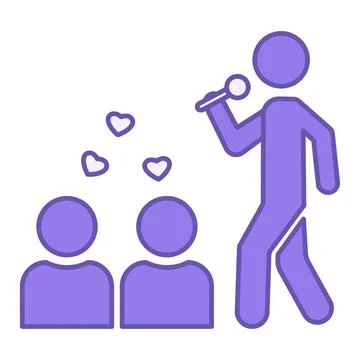 Colored Influencer Icon. Vector Illustration. Man Speaking into Microphone .. Stock Illustration