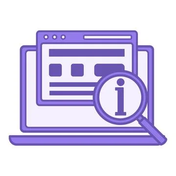 Colored Information Retrieval Icon. Vector Illustration. Laptop, Applicatio.. Stock Illustration