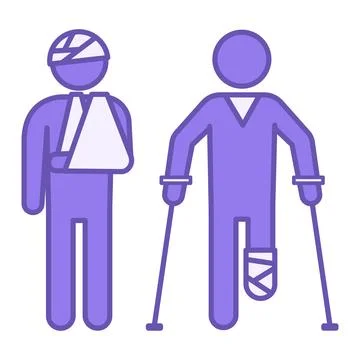 Colored Injury Icon. Vector Illustration. Man with a Broken Arm and Bandage.. Stock Illustration