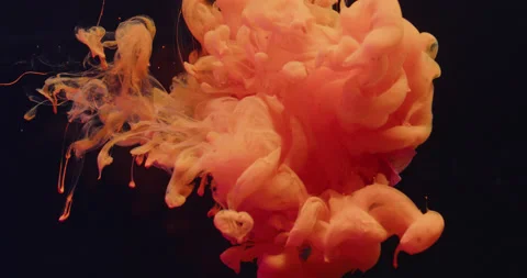 Colored Ink / Colored Smoke Sprayed Flowers In The Water Stock Footage 195283662