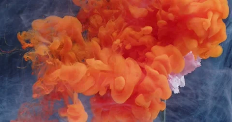 Colored Ink / Colored Smoke Sprayed Flowers In The Water Stock Footage 195400062