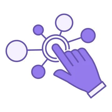 Colored Interacting Icon. Vector Icon of Pressing Touch Button with Finger... Stock Illustration