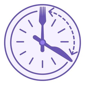Colored Intermittent Fasting Icon. Vector Illustration. Clock, Knife and Fo.. Stock Illustration