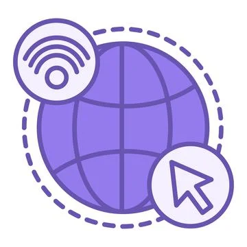 Colored Internet Icon. Vector Icon of Planet, Wi-Fi Network, and Computer M.. Stock-Illustration