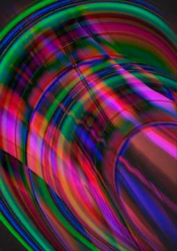 Colored iridescent segments overlay on wavy flow strips Stock Illustration