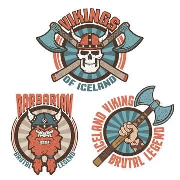 	Colored isolated Viking logo Stock Illustration