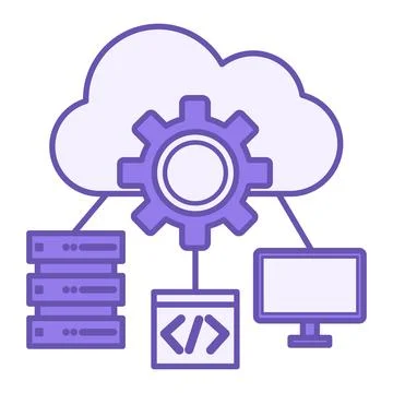 Colored IT Infrastructure Icon. Vector Illustration. Cloud, Database, Compu.. イラスト素材
