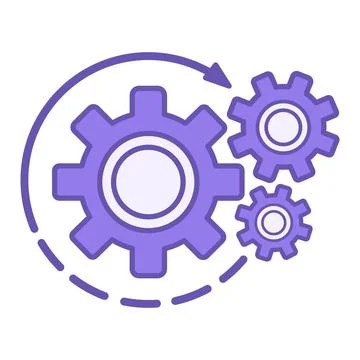 Colored IT Process Icon. Vector Illustration. Rotating Gears. Actions Perfo.. Stock-Illustration