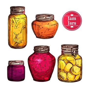 Colored Jam Jars Stock Illustration